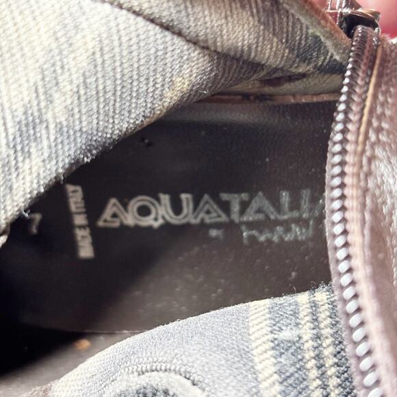 Aquatalia Knee Boots Size 7 Italian Brown 50/50 Leather Stretch Riding Boots - Picture 15 of 16